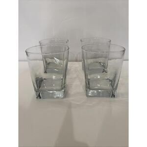 Unbranded 10 Oz Square Old Fashioned Whiskey Glasses Solid Clear Bottom Set of 4